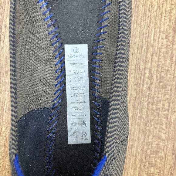 Rothy’s The Point Flat Snake Print Shoes Pointed Toe Lapis Python Comfy Size 6.5 - Picture 8 of 9